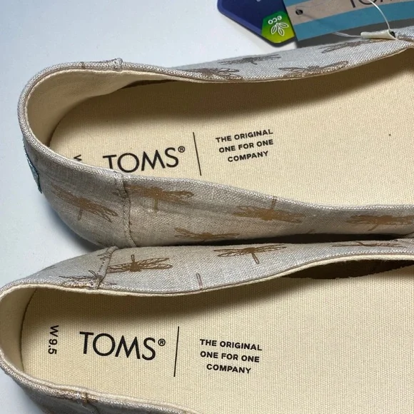 TOMS Women's Alpargata  Beige dragonflies Patterned Flats !!BRAND NEW!! - Picture 5 of 10